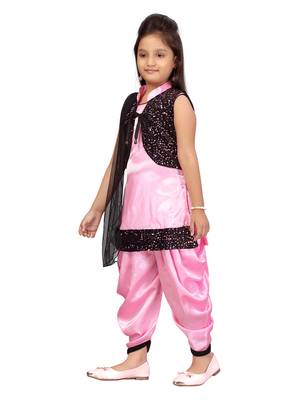 Pink hand woven silk girls-top-bottom 3