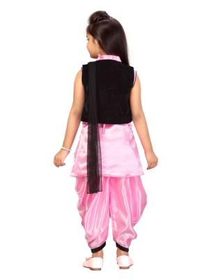 Pink hand woven silk girls-top-bottom 4