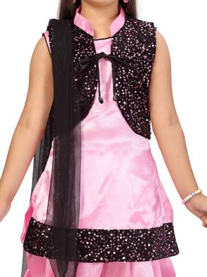 Pink hand woven silk girls-top-bottom 5