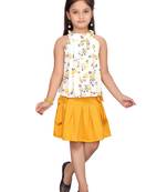 White plain blended cotton girls-top-bottom