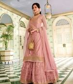 Super model peach rangoli georgette sharara style Suit