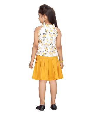 White plain blended cotton girls-top-bottom 4