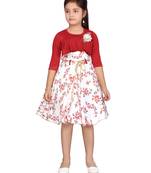 Maroon plain blended cotton kids-frocks