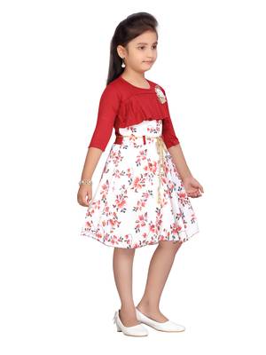 Maroon plain blended cotton kids-frocks 2