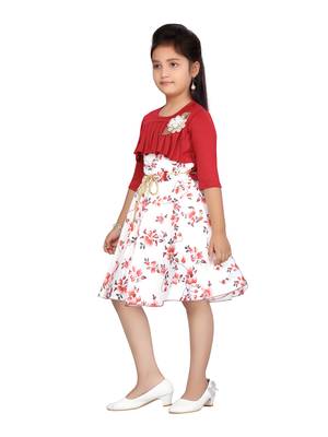 Maroon plain blended cotton kids-frocks 3
