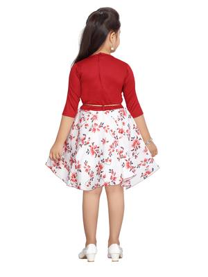 Maroon plain blended cotton kids-frocks 4