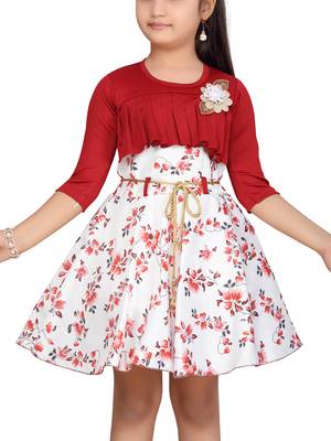 Maroon plain blended cotton kids-frocks 5