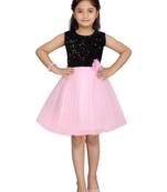 Pink embroidered net kids-frocks