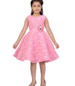 Pink hand woven blended cotton kids-frocks