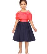 Red hand woven silk kids-frocks