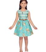 Green plain pure cotton kids-frocks