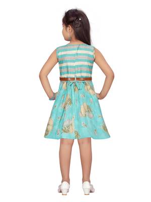 Green plain pure cotton kids-frocks 4