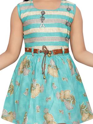Green plain pure cotton kids-frocks 5