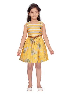 Yellow plain pure cotton kids-frocks 1