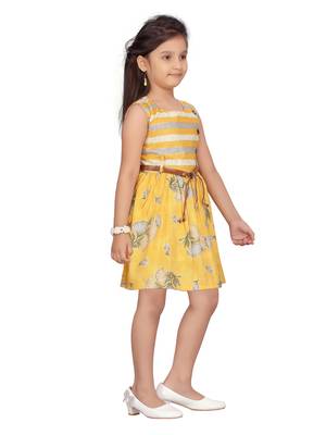 Yellow plain pure cotton kids-frocks 2