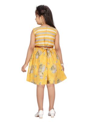 Yellow plain pure cotton kids-frocks 4