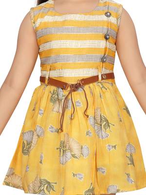 Yellow plain pure cotton kids-frocks 5