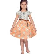 Orange printed pure cotton kids-frocks