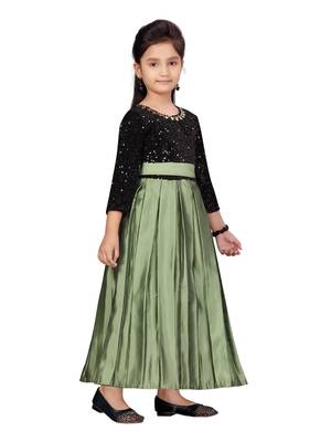 Green embroidered silk kids-girl-gowns 2