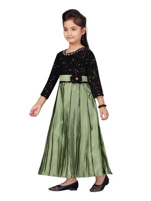 Green embroidered silk kids-girl-gowns 3