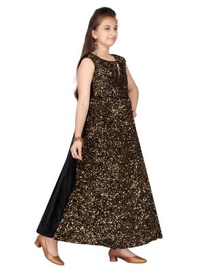 Gold embroidered velvet kids-girl-gowns 2