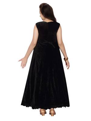 Gold embroidered velvet kids-girl-gowns 4