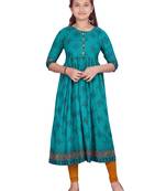 Green plain pure cotton girls-top-bottom