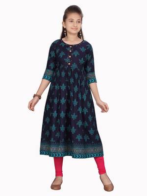 Blue plain pure cotton girls-top-bottom 1