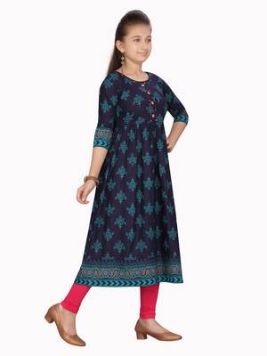 Blue plain pure cotton girls-top-bottom 2