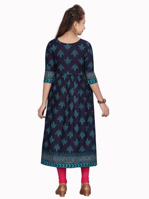 Blue plain pure cotton girls-top-bottom 4