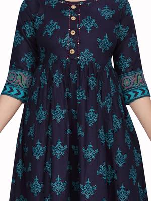 Blue plain pure cotton girls-top-bottom 5