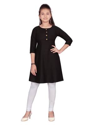 Black plain pure cotton girls-top-bottom 1