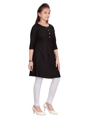 Black plain pure cotton girls-top-bottom 2