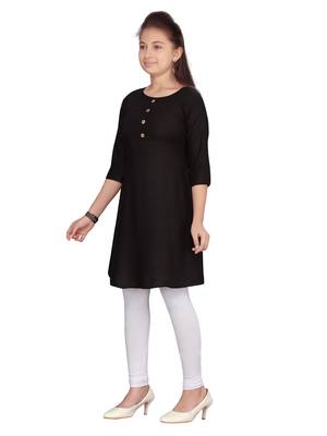Black plain pure cotton girls-top-bottom 3
