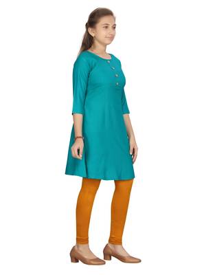 Green plain pure cotton girls-top-bottom 2