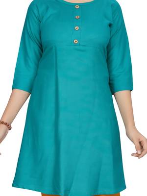 Green plain pure cotton girls-top-bottom 5