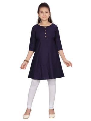 Blue plain pure cotton girls-top-bottom 1