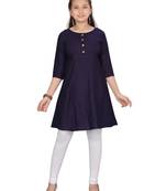 Blue plain pure cotton girls-top-bottom