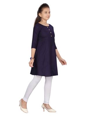 Blue plain pure cotton girls-top-bottom 2