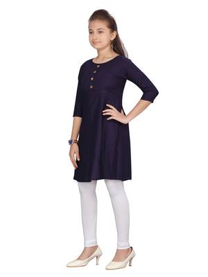 Blue plain pure cotton girls-top-bottom 3