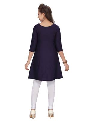 Blue plain pure cotton girls-top-bottom 4