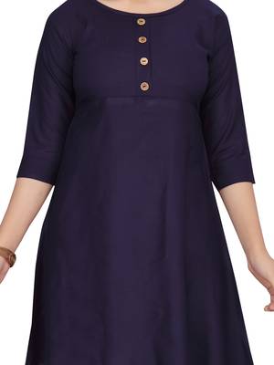 Blue plain pure cotton girls-top-bottom 5
