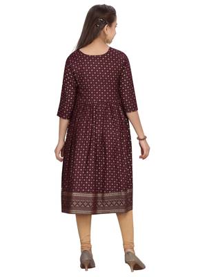 Maroon printed pure cotton girls-top-bottom 4