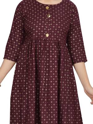 Maroon printed pure cotton girls-top-bottom 5