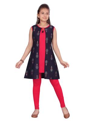 Blue printed pure cotton girls-top-bottom 1