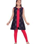 Blue printed pure cotton girls-top-bottom