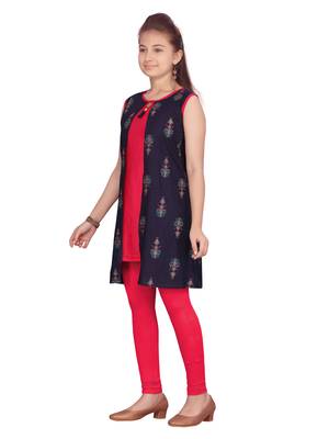 Blue printed pure cotton girls-top-bottom 3