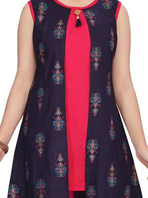 Blue printed pure cotton girls-top-bottom 5