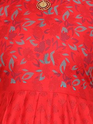 Red printed cotton girls-top-bottom 5