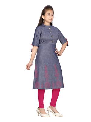 Blue plain pure cotton girls-top-bottom 2